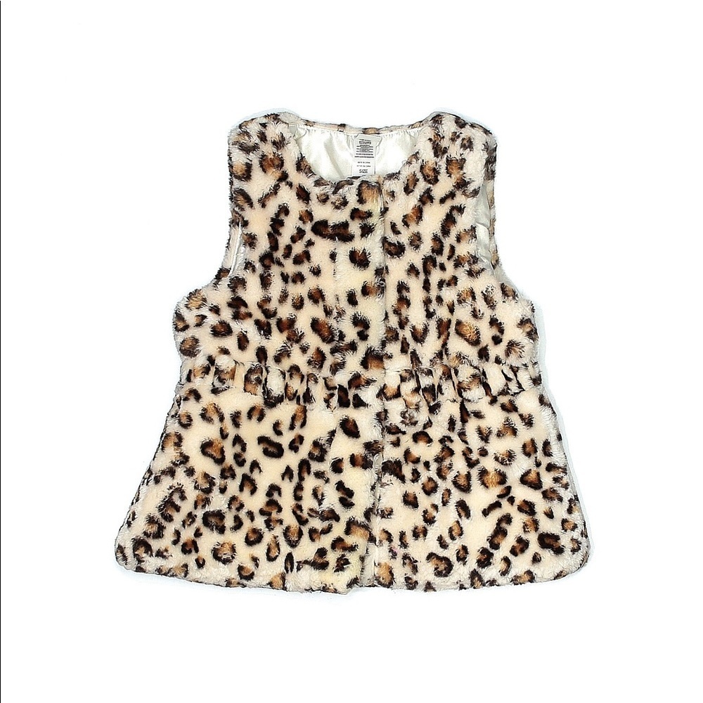 Little Me Leopard Faux Fur Girls 3T Vest‎ 
Outerwear Ivory Lining